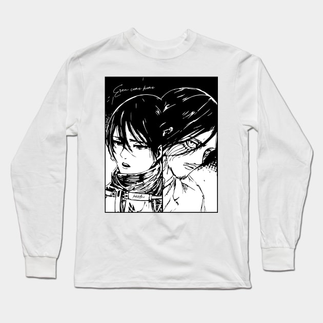 Mikasa and Eren Long Sleeve T-Shirt by Dziurawiec